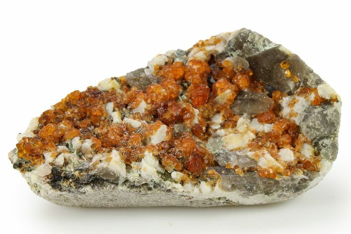 Spessartine Garnets With Smoky Quartz On Feldspar - China #262097